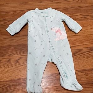 Baby Girls Carter's POLAR BEAR Stars Fleece Sleeper Pajama Set Size 6 Months